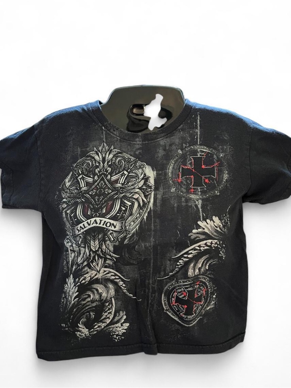 Kids Black Graphic 'Salvation' Short Sleeve Tee